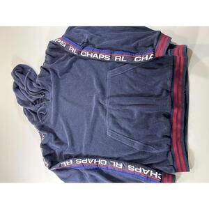 Vintage Chaps RL Navy Blue Hooded Fleece Sweatshirt Size L